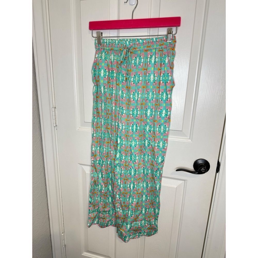Nwt Brooks Avenue Multicolor Teal Birds In Paradise Long Sleeve Pj Set Sz S Boho — image 7 of 8